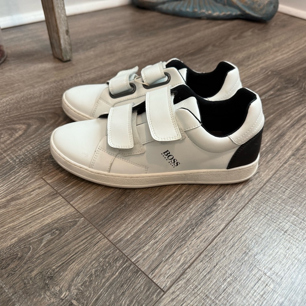 Boss White and Black Velcro Sneakers